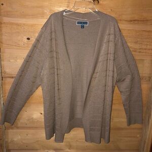 Karen Scott XXL tan open front cardigan sweater rayon / polyester 78/22%